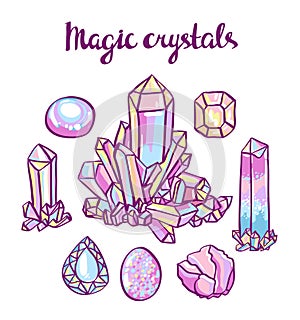 Set of magical crystals. Jeweler set