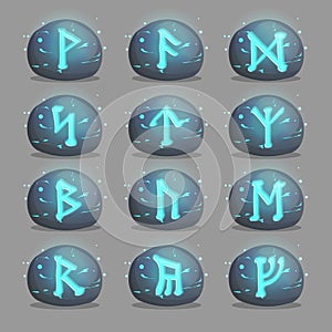 Set of magical runic stones for game design