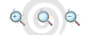 Set of magnifying glass icon. Vector illustration Flat linear design