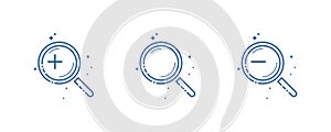 Set of magnifying glass icon. Vector illustration Flat linear design