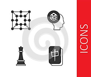 Set Mahjong pieces, Board game, Chess and Game dice icon. Vector