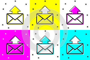 Set Mail and e-mail icon isolated on color background. Envelope symbol e-mail. Email message sign. Vector