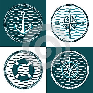 Set of mairine themed emblems