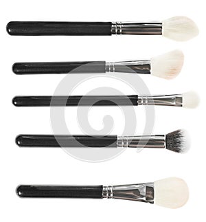 Set makeup brush made makeup brush on white backgroundof natural pile on a white background. collage