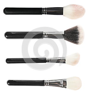 Set makeup brush made makeup brush on white backgroundof natural pile on a white background. collage