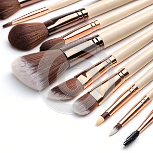 Makeup brush set isolated on white background