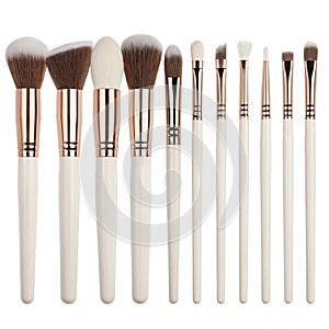 Makeup brush set isolated on white background