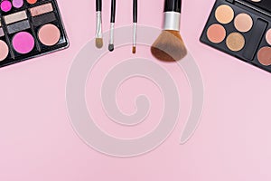 Set of makeup cosmetics with copy space for text