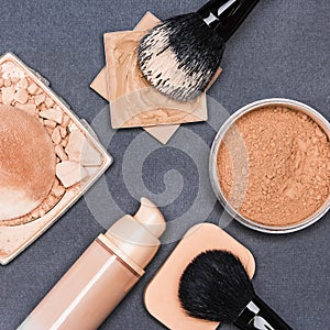 Set of makeup products to even out skin tone and complexion