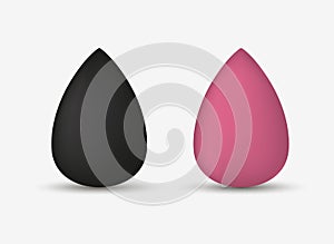 Set makeup sponge. Black sponge for blending foundation, foundation sponge isolated on white background