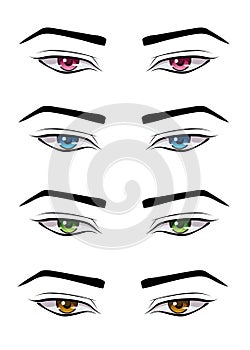 Set of male anime style eyes