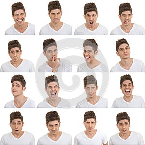 Set of male facial expressions