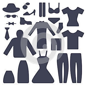 Set of male and female garments photo