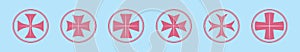 Set of maltese cross cartoon icon design template with various models. vector illustration isolated on blue background