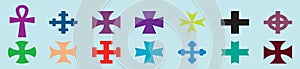 Set of maltese cross cartoon icon design template with various models. vector illustration isolated on blue background