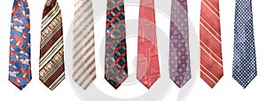 Set of man's ties isolated