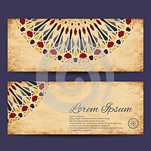 Set of Mandala banners design. Vintage decorative elements