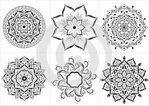 Set of mandala with floral ornament pattern,Vector mandala relaxation patterns unique design with nature style, Hand drawn pattern