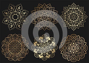 Set of mandala with floral ornament pattern,Vector mandala relaxation patterns unique design with nature style, Hand drawn pattern