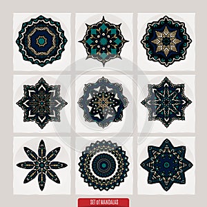 Set Of Mandalas. Vector Ethnic Oriental Circle Ornament.