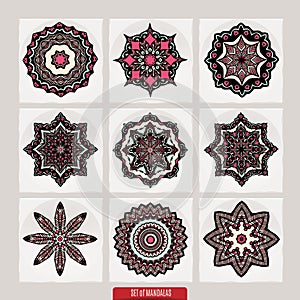 Set Of Mandalas. Vector Ethnic Oriental Circle Ornament.