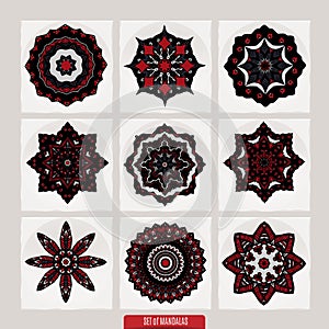 Set Of Mandalas. Vector Ethnic Oriental Circle Ornament.