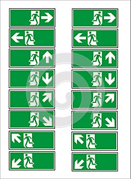 Set of mandatory sign, hazard sign, prohibited sign, occupational safety and health signs, warning signboard, fire emergency sign