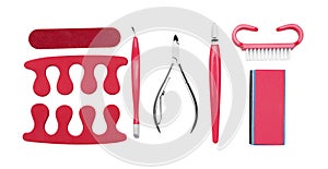 Set of manicure and pedicure tools and accessories