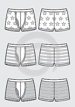 Set of mans underpants. Pattern variants sketch