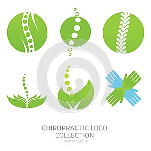 Set Manual therapy logo. Chiropractic and other alternative medicine.