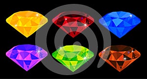 Set of many-coloured gems