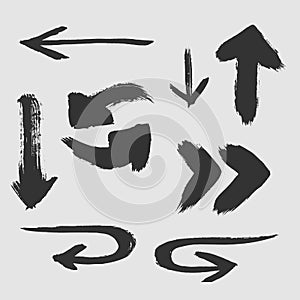 Set of many different arrows on a white background.