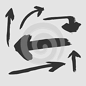 Set of many different arrows on a white background.