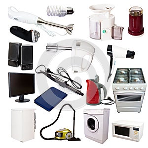 Set of many household appliances