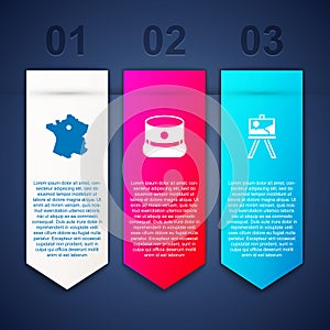 Set Map of France, Kepi and Easel or painting art boards. Business infographic template. Vector