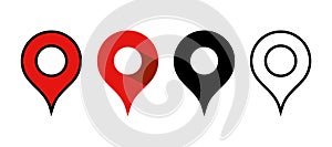 Set of map pin location icons. Modern map markers .Vector illustration on a white background.