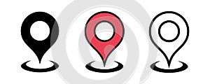 Set of map pin location icons. Modern map markers .Vector illustration on a white background.