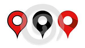 Set of map pin location icons. Modern map markers .Vector illustration on a white background.