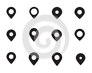 Set of Map pins sign location icons