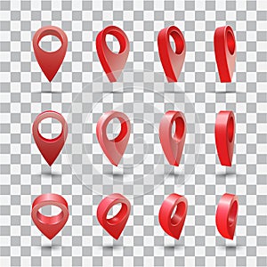Set Map pointer 3d pin at different angles on transparent background