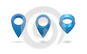 Set Map pointer 3d pin location symbols vector