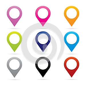 Set map pointer icon marker GPS location flag symbol