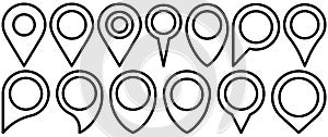 Set of Map pointer. Location symbols. Web location point icon, pointer arrow mark. Vector illustration