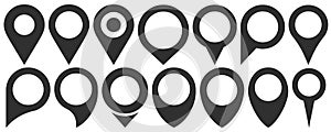 Set of Map pointer. Location symbols. Web location point icon, pointer arrow mark. Vector illustration