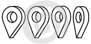 Set of Map pointer. Location symbols. Web location point icon, pointer arrow mark. Vector illustration