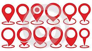 Set of Map pointer. Location symbols. Web location point icon, pointer arrow mark. Vector illustration