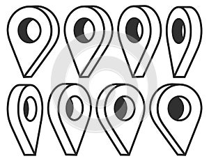 Set of Map pointer. Location symbols. Web location point icon, pointer arrow mark. Vector illustration
