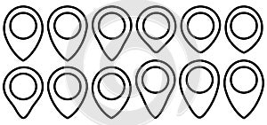 Set of Map pointer. Location symbols. Web location point icon, pointer arrow mark. Vector illustration