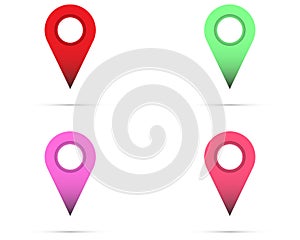 Set of map pointer, map pin, map icon - arrow pin, compass GPS location