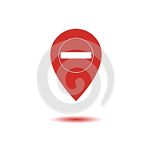 Set of map pointer with stop icon. Red map pin. Prohibited location. Do not enter. Illustration vector